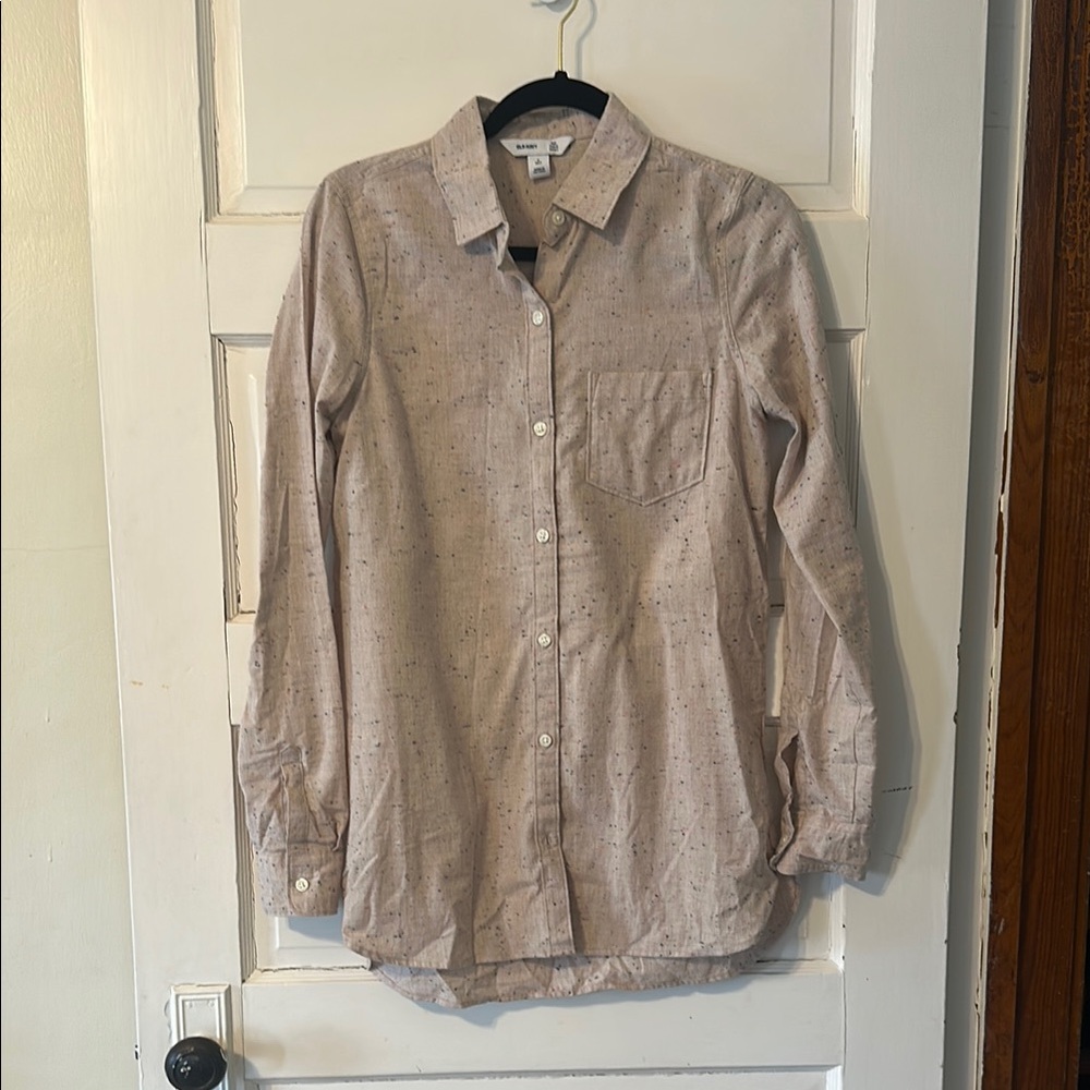 Beige Button-Up Shirt